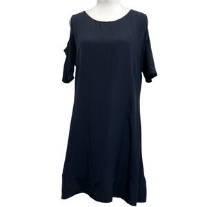 Love & Liberty 100% Silk Blue Cold Shoulder Lightweight Shift Dress